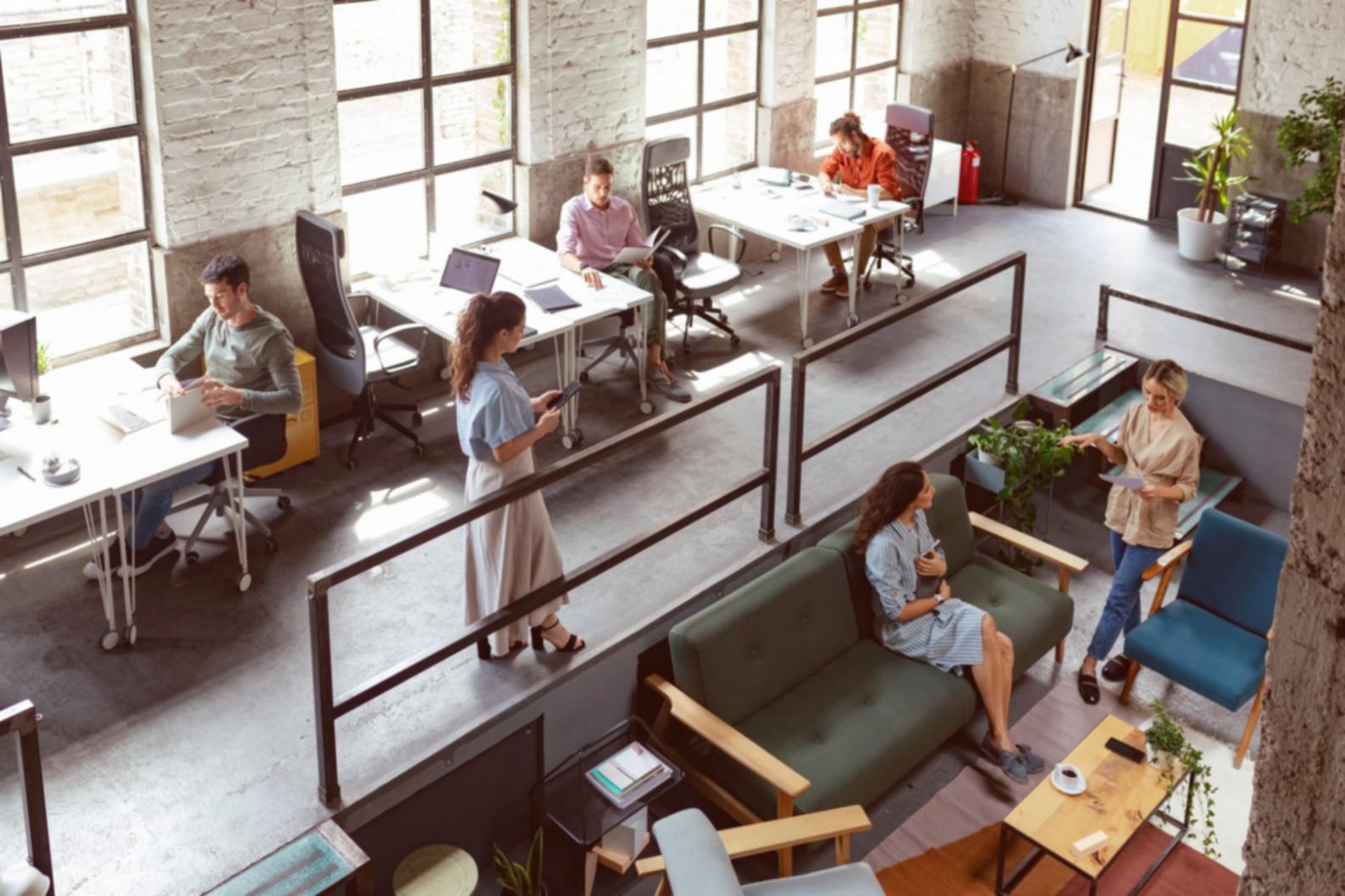 Professional workspace showing collaborative team environment